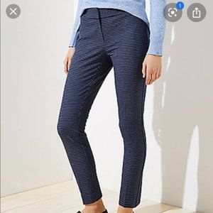 LOFT Navy Blue Checked Skinny Marissa Pant - Size 4